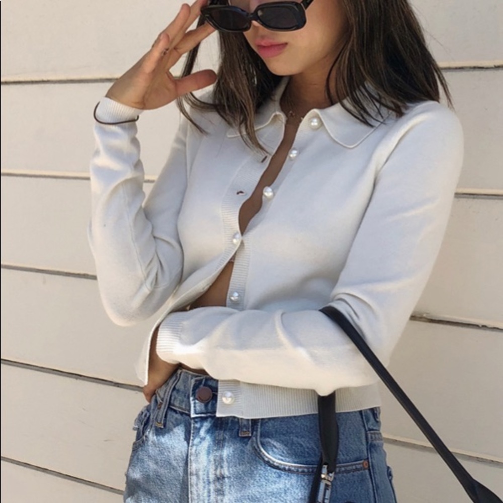 Song of Style Tangerine Sweater in Cream